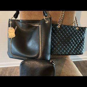 Brand new black bags with gold accents